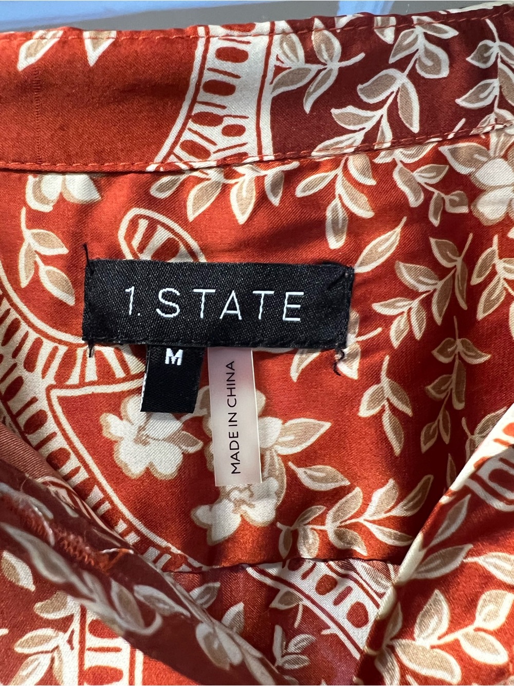 1. State Rust Paisley Maxi Dress with Cream Hem and Olive Accents - Picture 4 of 4
